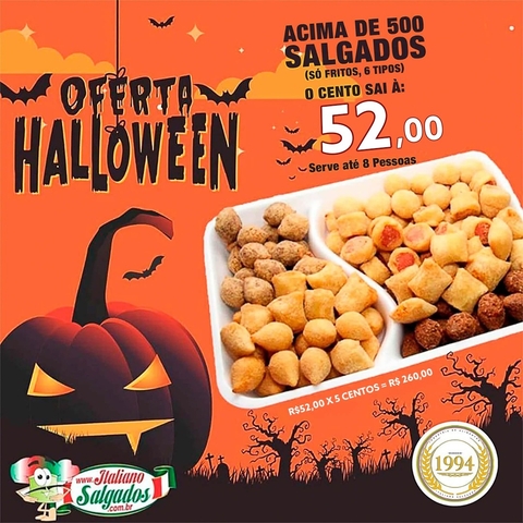 Halloween - Promoção: ATACADO acima de 500 unid. FRITOS (6 Tipos)