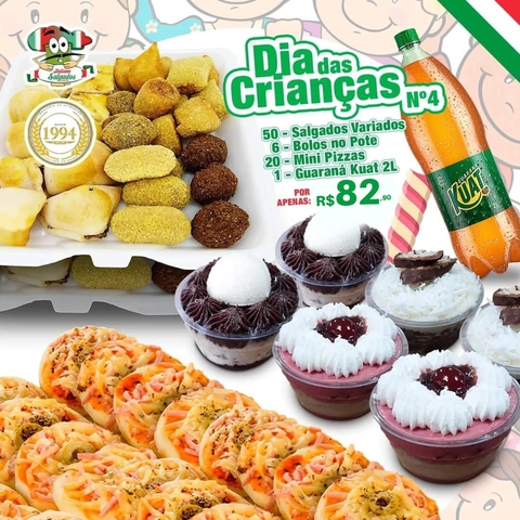 Ofertas dia das Crianças c/ Bolo Pote e Mini Pizza e Kuat