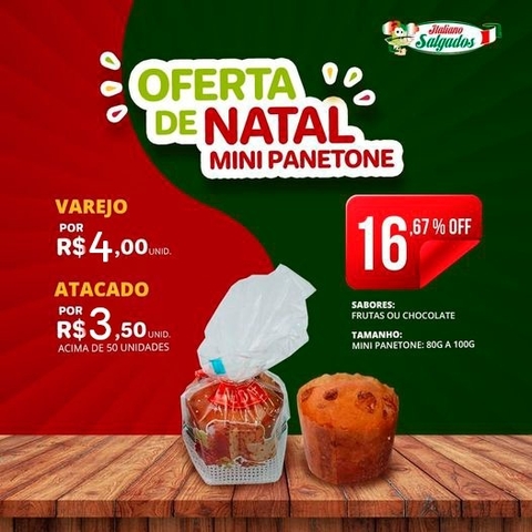 Mini-PANETONES ATACADO (Frutas ou Chocolate) - 80g a 100g Aprox.