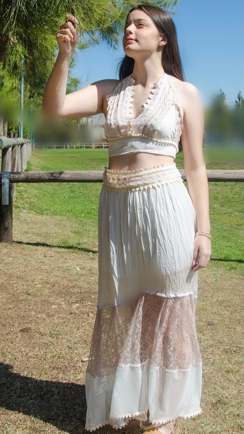 FALDA AMANECER CON ENCAJE Y CREPE - comprar online