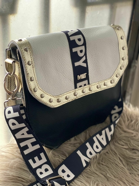 Cartera Olivia Negra/ Plata/ Blanco con Correa Regulable!