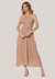Vestido Bisô Midi Lastex Poá Bege - comprar online