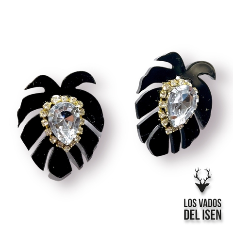 aros Julieta pasante negro y cristal