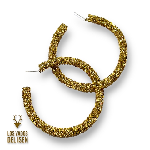 Par de Aros Argolla Glitter oro