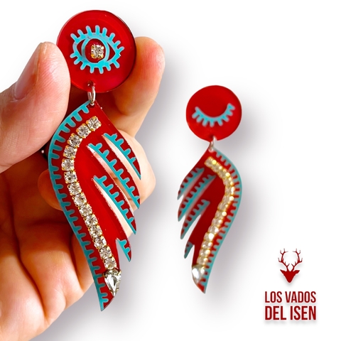 aros Ciel rojo y turquesa