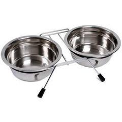 Comedouro Duplo Inox Suspenso 940ml