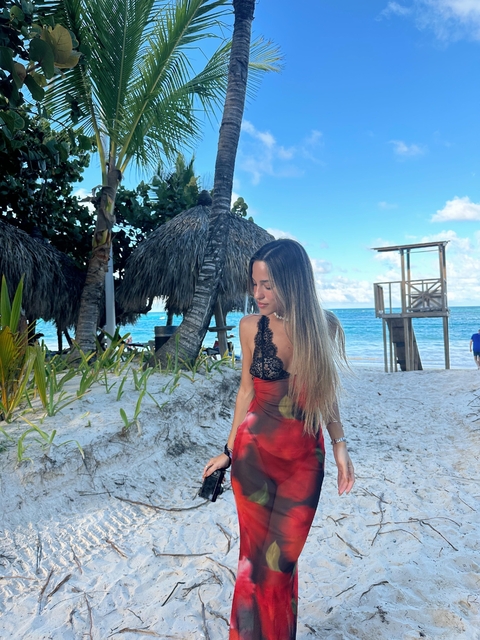 Imagen de VESTIDO TULUM MICROTUL ENCAJE IMPORTADO