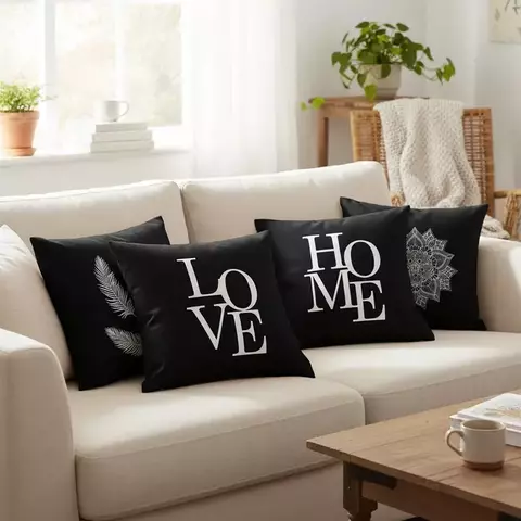 Funda de almohadon 40x40 NEGRO con frases - comprar online