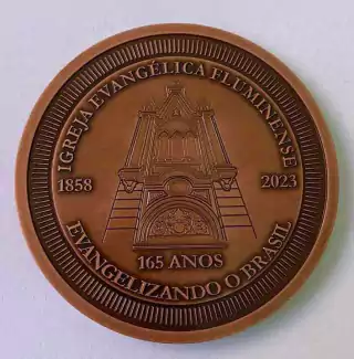 Medalha Comemorativa pelos 165 anos da Igreja Evangélica Fluminense cor Bronze na internet
