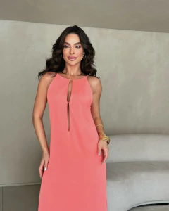 vestido longuete abertura profunda  na frente e v nas costas da loja click da moda rp