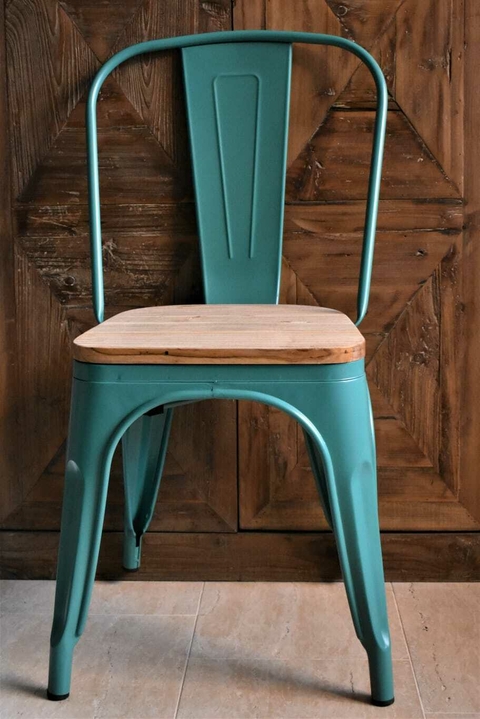 SILLA TOLIX CON ASIENTO DE MADERA VERDE MILITARY