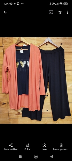 Trio 1 Cardigan, 1 blusa, 1 Calça pantalona - natimel