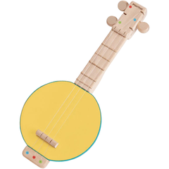 Banjolele amarelo de madeira da Plan Toys, brinquedo musical infantil para bebês