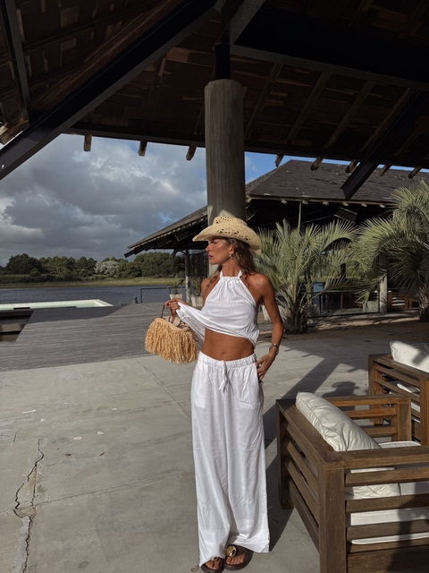 PANTALON PIYAMA LINO WHITE