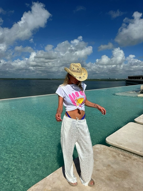 PANTALON SEDA ANIMAL BLANCO