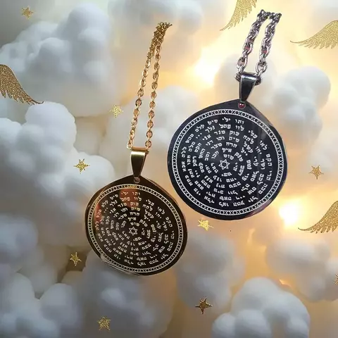 Pingente Amuleto 72 Nomes de Deus Aço Inox 3,5cm + Corrente de Aço - 2 Opções - comprar online
