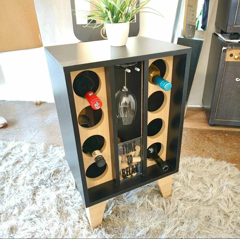 BODEGA con copero y portacorchos patas de madera - comprar online