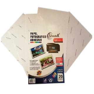 PAPEL FOTOGRAFICO UNICOLOR CARTA 135 GRAMOS ADHESIVO X 20 HOJAS