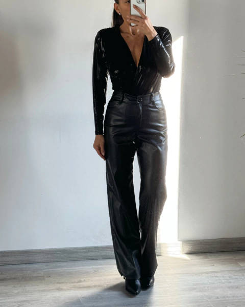 PANTALON ENGOMADO WIDE LEG HILY - comprar online