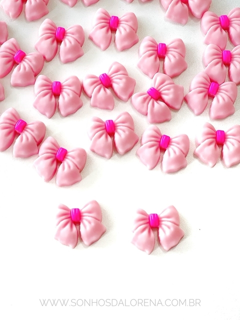 APLIQUE EMBORRACHADO LAÇO MINNIE ROSA NEON 2 UNIDADES