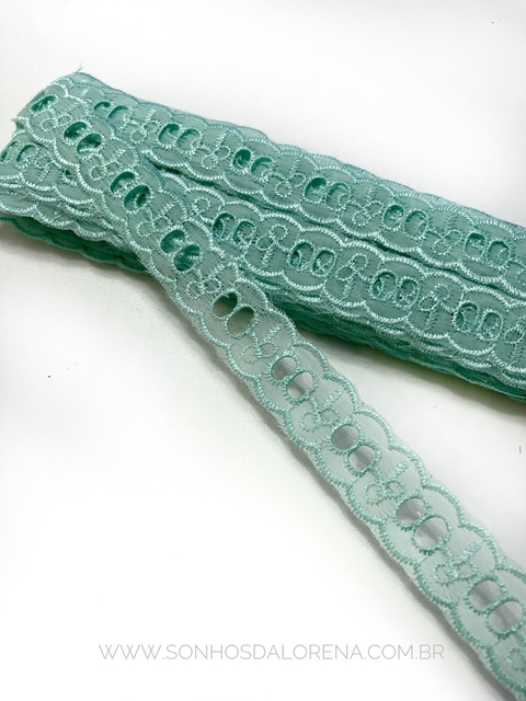 PASSA FITA DE ALGODÃO 25MM VERDE BEBÊ COM 01 METRO