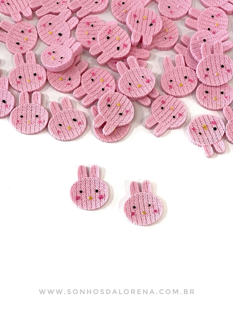 APLIQUE DE PLASTICO TRICÔ FAKE DA COELHA ROSA 2 UNIDADES
