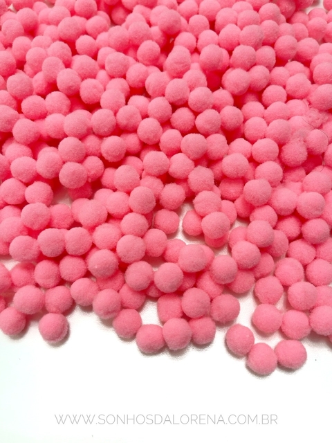 POMPOM DE FIBRA 10MM ROSA NEON PACOTE COM 4 GRAMAS APROX. 50 UNIDADES