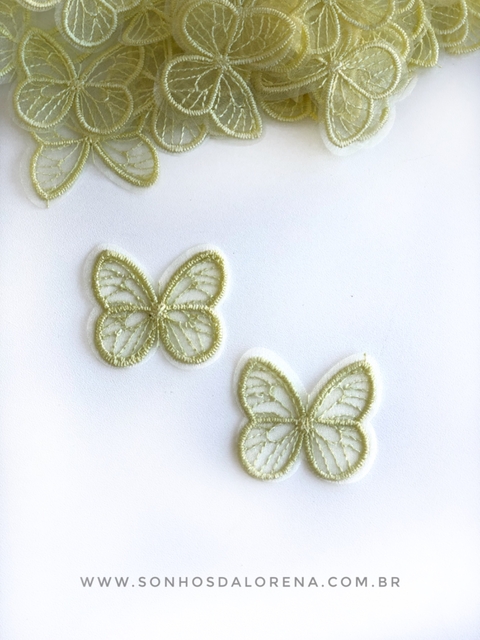 BORBOLETA AMARELO BEBÊ EM GUIPI COM 02 UNIDADES