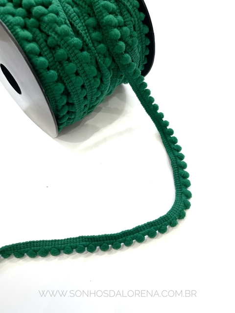 FITA POMPOM PARA ACABAMENTO VERDE BANDEIRA 3 METROS
