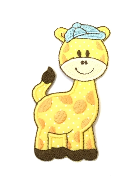 APLIQUE TERMOCOLANTE GIRAFA COM O BONE AZUL TAM G 5,5X11,5 CM UNIDADE