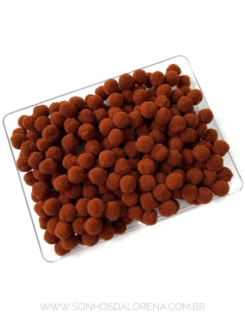 POMPOM DE FIBRA 10MM MARRON PACOTE COM 4 GRAMAS APROX. 50 UNIDADES