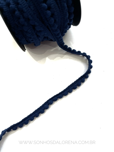 FITA POMPOM PARA ACABAMENTO AZUL MARINHO 3 METROS