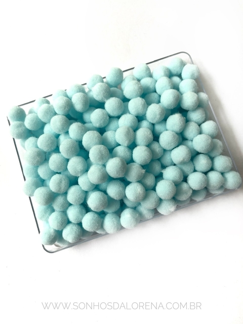 POMPOM DE FIBRA 10MM AZUL BB PACOTE COM 4 GRAMAS APROX. 50 UNIDADES