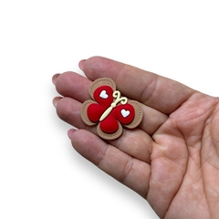 APLIQUE EMBORRACHADO BORBOLETA PESPONTADA MARROM E VERMELHO (2 UNIDADES) - comprar online