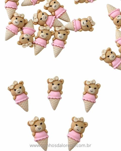 APLIQUES DE RESINA SORVETE URSA 2CM (5 UNIDADES)