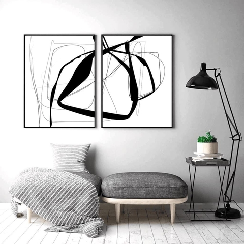Set de 2 Cuadros abstractos blanco y negro - Cuadros en Argentina