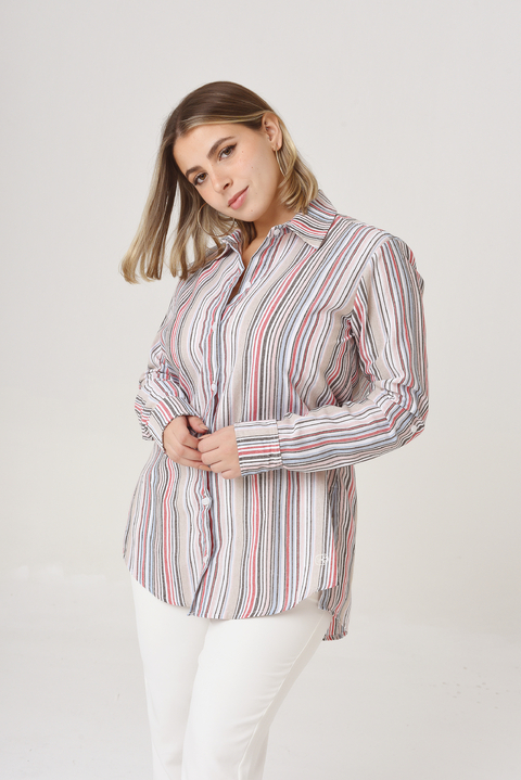 CAMISA LA BORDEVOY MUJER, MIL RAYAS MANGAS LARGAS - comprar online