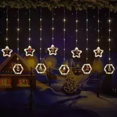 Guirnalda Cortina De Navidad Luces Led Y Muñecos - Somos tu Evento