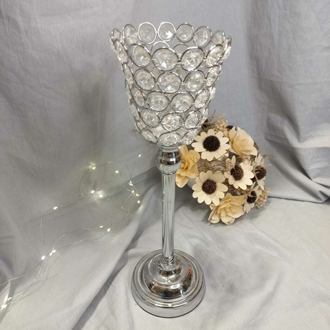 CANDELABRO PRINCIPE PORTAVELA CRYSTAL 37X12 CM