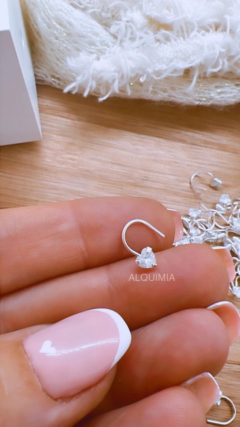 PIERCING “NARIZ NOSTRIL SCREW” corazón cubic- plata 925- ( POR UNIDAD) - A.022