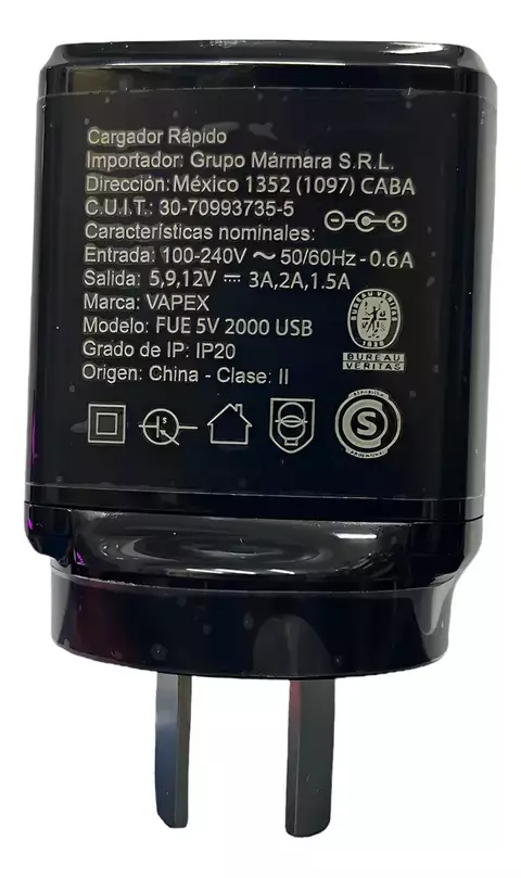Cargador Rapido 5v 3a Para Celular Y Tablet Vapex