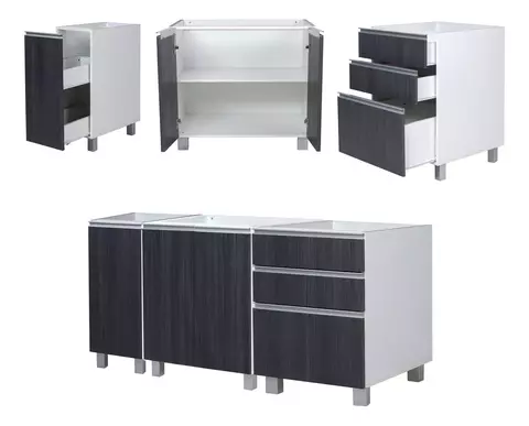 Mueble Bajo Mesada 170 Cm 2p + Especiero Y Cajonera Potenza - comprar online