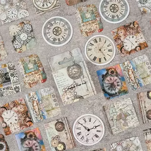 Cajita 46 stickers papel Retro Clock - comprar online