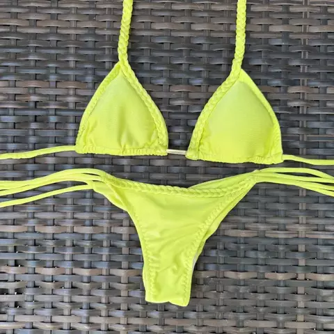 Conjunto Trança Amarelo - Lacinho Fino - comprar online