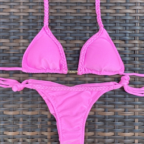 Conjunto Trança Rosa- Lacinho Fino - comprar online
