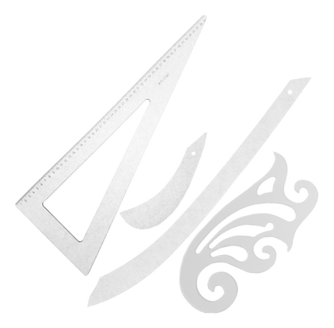 04 Réguas Corte Costura Curva Francesa Decote Cavas Acrilico