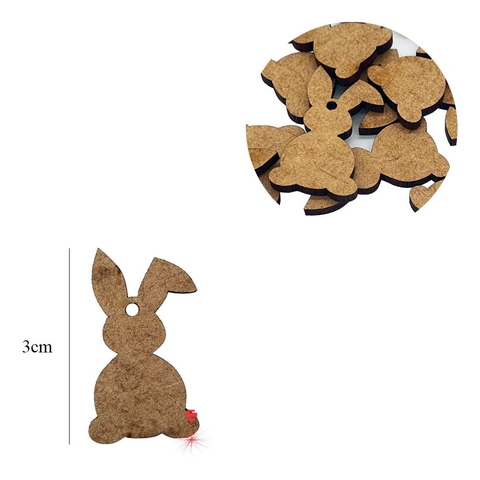 100 Aplique Páscoa Pingente Coelho Enfeite Mdf Cru 3cm
