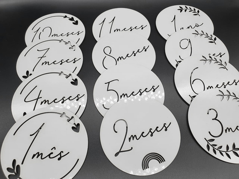 12 Plaquinha Mêsversário Aniversário Mêses Bebê Decorar