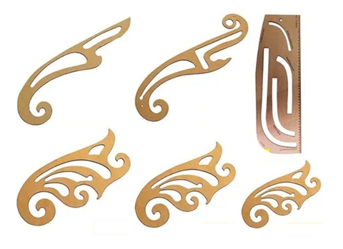 6 Réguas Mdf Corte Costura Modelagem Moldes Confecção Roupas