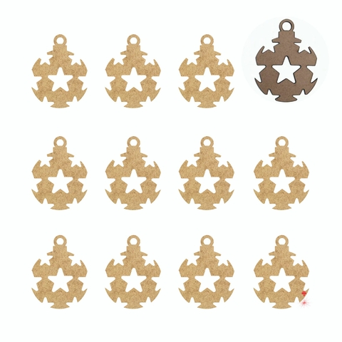 100 Aplique Pingente Natalino Estrela Enfeite Mdf Cru 5cm